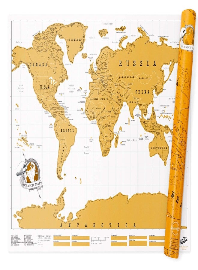 Luckies of London Ltd Luckies Scratch Map - Scratch Off World Map - World Travel Maps Frame - Countries Visited Maps - Scratchable Poster with Tube - Detailed Europe & US States Poster - Scratchable Wall Pin Board - Large - Image 1