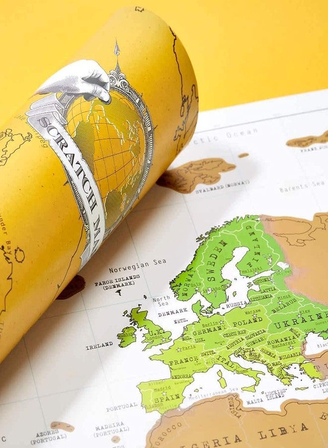 Luckies of London Ltd Luckies Scratch Map - Scratch Off World Map - World Travel Maps Frame - Countries Visited Maps - Scratchable Poster with Tube - Detailed Europe & US States Poster - Scratchable Wall Pin Board - Large - Image 3