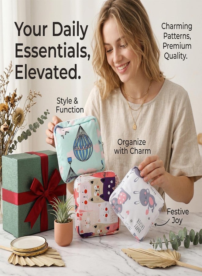 ADLABLD 3Pcs Sanitary Pad Pouch, Sanitary Napkin Bag Pads for Women Pads Bags - Image 4