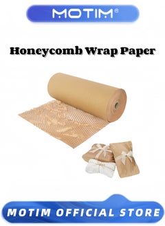 Motim Honeycomb Cushioning Wrap Paper Roll 380mmx50m Eco-friendly Bubble Wrap Expanding Honeycomb Kraft Packing Paper for Gift Packing Moving House Packing  - Image 1