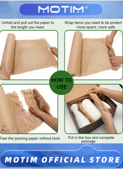 Motim Honeycomb Cushioning Wrap Paper Roll 380mmx50m Eco-friendly Bubble Wrap Expanding Honeycomb Kraft Packing Paper for Gift Packing Moving House Packing  - Image 4