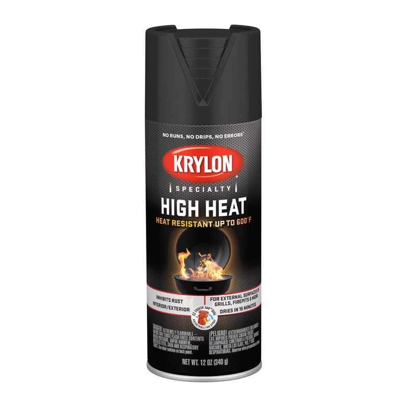 Krylon K01707077 High Heat Spray Paint, 12 Ounce (Pack of 1), Flat Black - Image 1