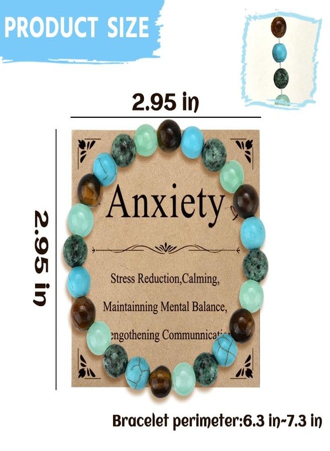 Sisadodo Anxiety Stress Relief Bracelet for Men Women Healing Stone Bracelets for Friend Positive Protection Beads Bracelet for Son Daughter Birthday Christmas Gifts for Women Lucky Bracelets with Message Card - Image 2