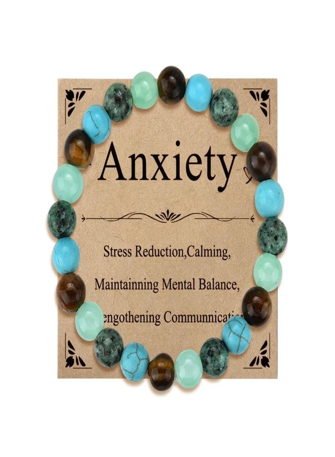 Sisadodo Anxiety Stress Relief Bracelet for Men Women Healing Stone Bracelets for Friend Positive Protection Beads Bracelet for Son Daughter Birthday Christmas Gifts for Women Lucky Bracelets with Message Card - Image 1