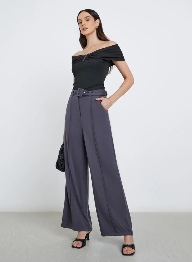 Styli Styli Ribbed Knit off Shoulder Top