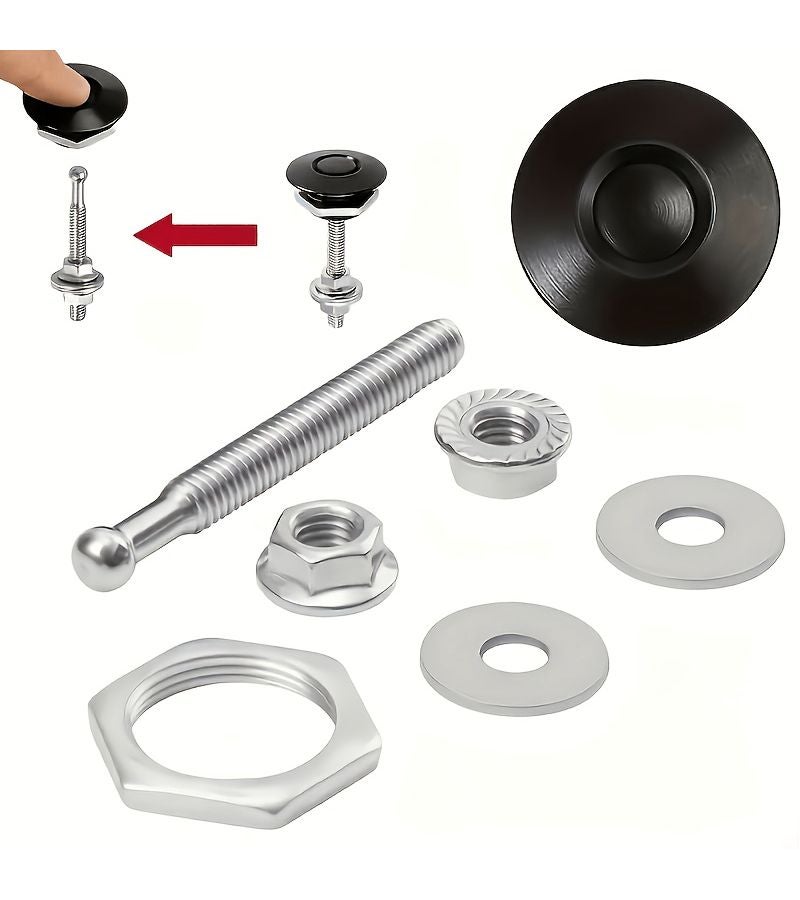 Universal Quick Release Aluminum Alloy Hood Latch Pin Lock For Car Bumper Black - Image 3