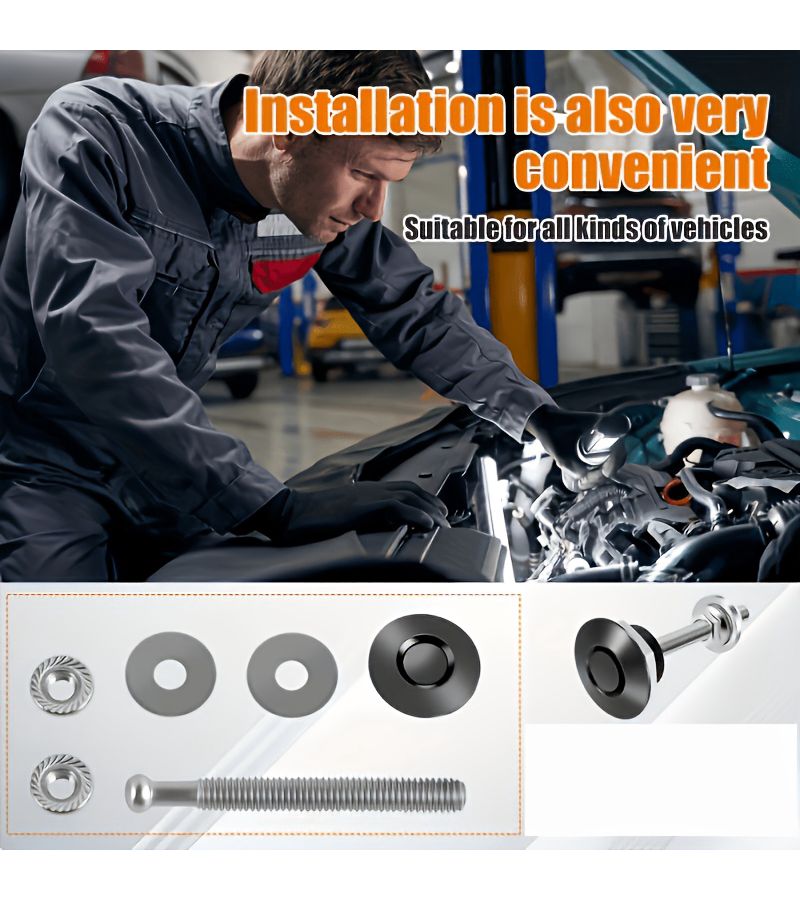 Universal Quick Release Aluminum Alloy Hood Latch Pin Lock For Car Bumper Black - Image 4