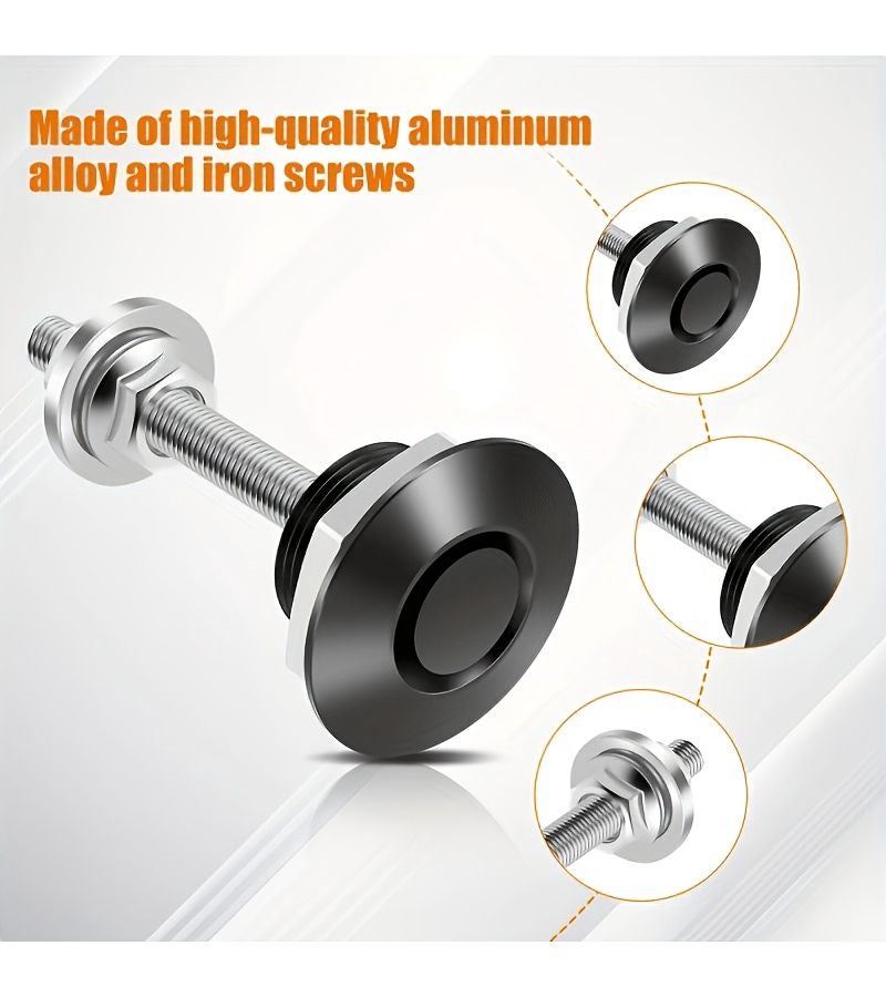 Universal Quick Release Aluminum Alloy Hood Latch Pin Lock For Car Bumper Black - Image 1