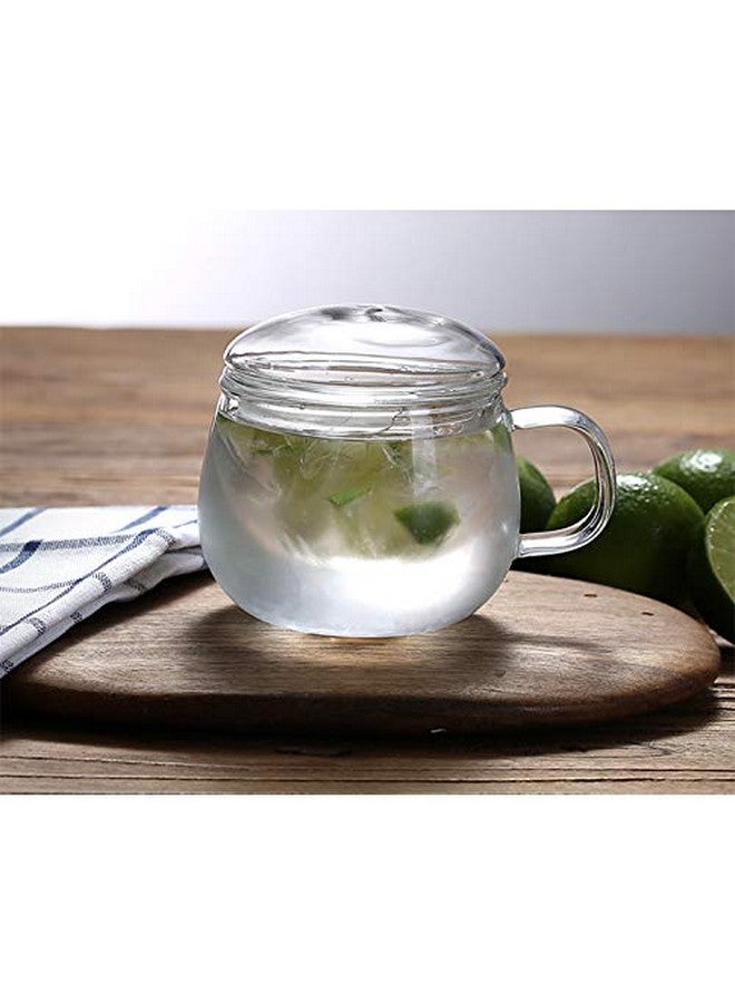 Hari HARI 13 Ounce Tea Cups Kits Loose Tea-Leaf Brewing System, Thickened Glass Cups with Tea Infuser Basket and Lid, Simple Filtration Teacups Great for Family Daily (C Shape Lid)  - Image 3