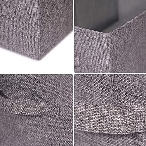 TENABORT Set of 5 Closet Organizer Bins with Handle, Fabric Foldable Storage Baskets Cloth Box Containers for Shelves Home Office Clothes Clothing, Gray, Jumbo - Image 3