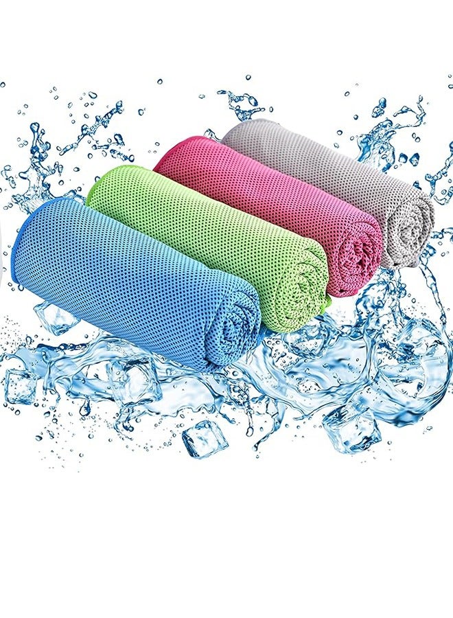 Cooling Towels - 4 Pack Cooling Towels (40" x 12"), Neck And Face Cooling Towels, Microfiber Soft Breathable Cooling Towels For Hot Weather - Image 1