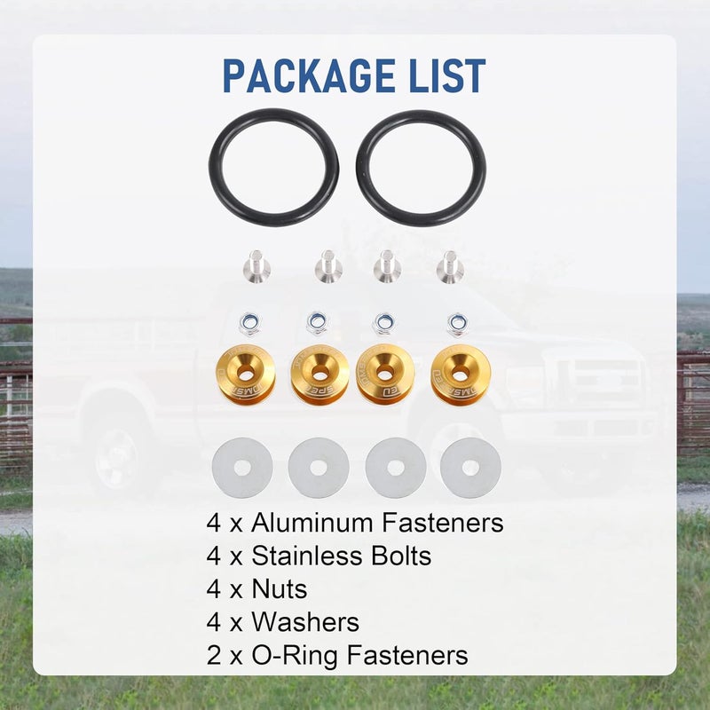 JDMSPEED Gold Universal CNC Billet Bumper Trunk Quick Release Fastener Kit - Image 5