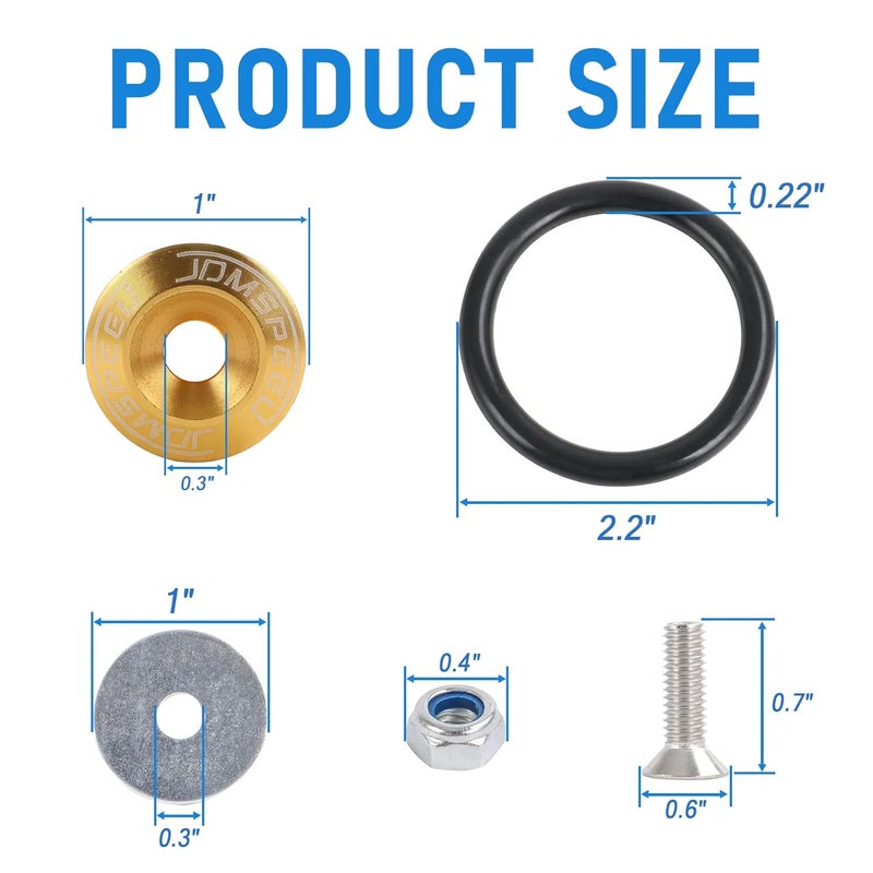 JDMSPEED Gold Universal CNC Billet Bumper Trunk Quick Release Fastener Kit - Image 3