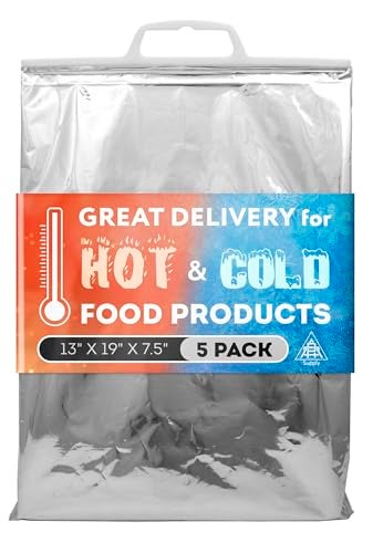 APQ Supply Insulated Shipping Bags for Food, 13 x 19 Inch. 5 Pack of Aluminum Foil Insulated Thermal Bags for Hot and Cold Food. Reusable Thermal Lunch Bag with Needle-Punched Cotton Inner Layer - Image 1
