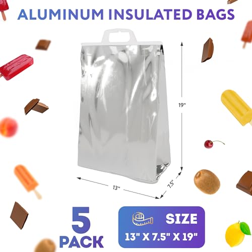 APQ Supply Insulated Shipping Bags for Food, 13 x 19 Inch. 5 Pack of Aluminum Foil Insulated Thermal Bags for Hot and Cold Food. Reusable Thermal Lunch Bag with Needle-Punched Cotton Inner Layer - Image 2