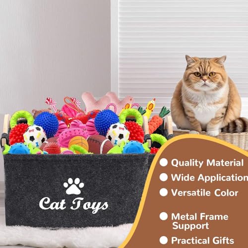 CozyCove Felt pet Toy Box Collapsible Pet Supplies Storage Basket cat toy box storage basket chest organizerFabric Storage Bin for Organizing Pet Toys Blankets Leashes and Food - Image 3
