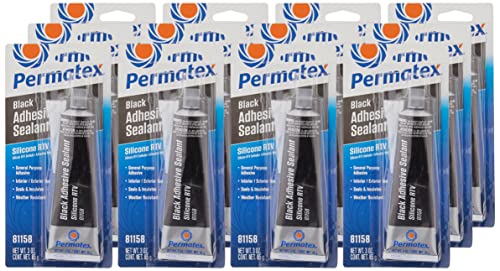 Permatex 81158-12PK Black Silicone Adhesive Sealant, 3 oz. Tube (Pack of 12) - Image 1