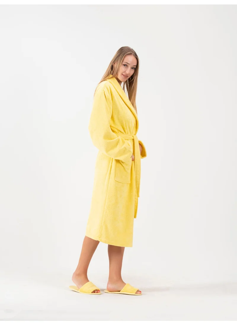 Ender Home Bathrobe Shalyaka Model Two Pockets Belted Cotton Boucle Bathrobe