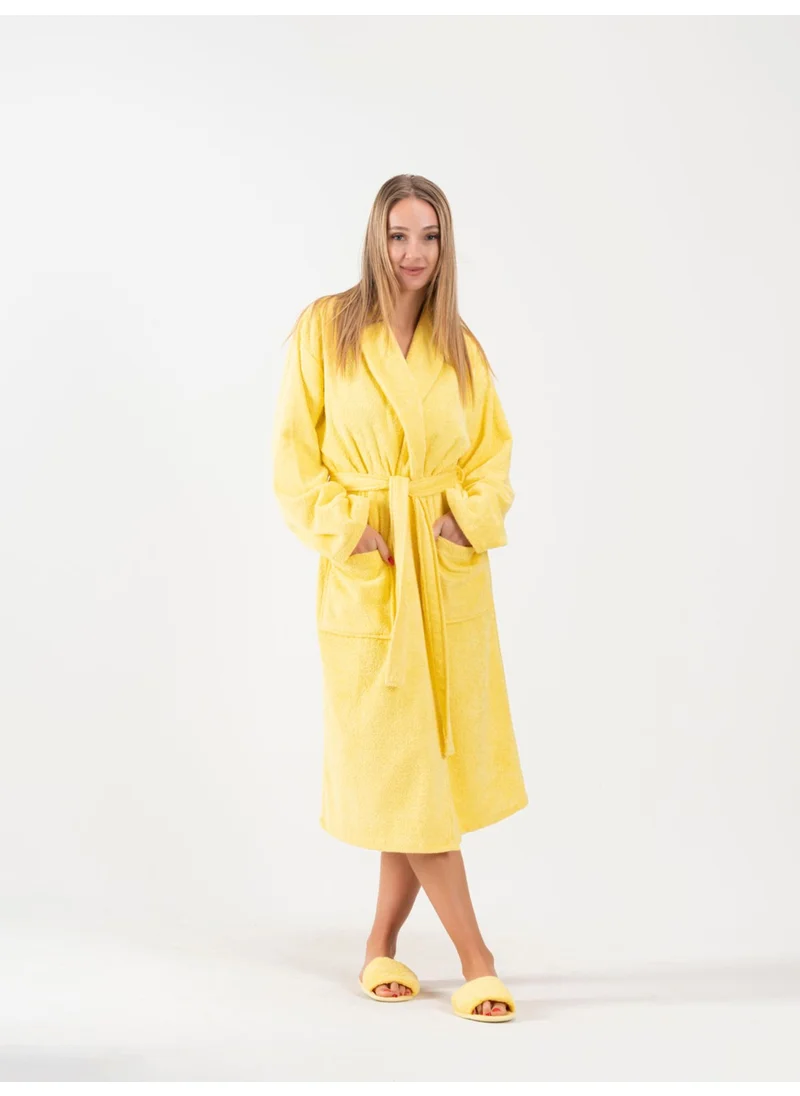 Ender Home Bathrobe Shalyaka Model Two Pockets Belted Cotton Boucle Bathrobe