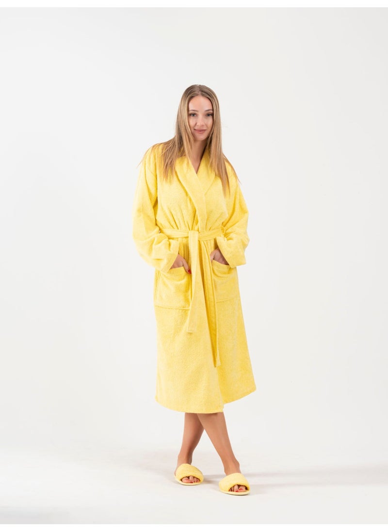 Ender Home Bathrobe Shalyaka Model Two Pockets Belted Cotton Boucle Bathrobe  - Image 1