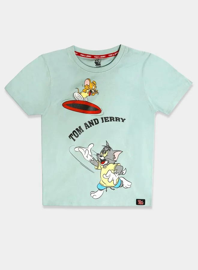 Tom And Jerry Graphic Print Round Neck Fashion T-shirt