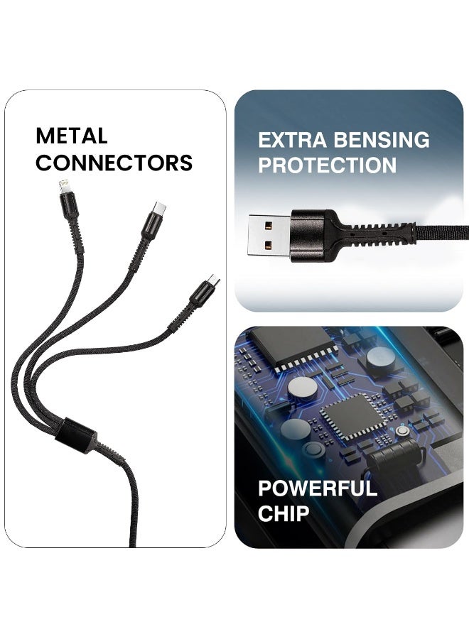 هوتو كابل شحن سريع هوتو HT016 3 في 1، بمخرج 3 أمبير/2.4 أمبير، بطول 1.2 متر، مصنوع من النايلون الممتاز، متعدد الاستخدامات، مزود بموصلات USB A إلى Micro USB، وType-C، وLightning. متين للغاية، خضع لاختبارات ثني تزيد عن 10,000 مرة، ومتين للاستخدام مع الهواتف والأجهزة اللوحية وبنوك الطاقة والأجهزة الأخرى. يدعم مزامنة البيانات. - Image 5