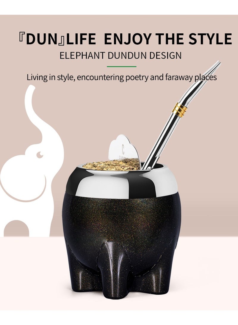 CUOPRU Stainless steel Argentine yerba mate tea cup, yerba mate tea cup, cute elephant shape, with filter - Image 3