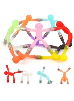 Boxgear 10 Pcs Mini Man Magnetic Toy, Translucent Novelty Toys, Rubber Magnet Men Toy Fridge Magnets Humanoid Magnetic Toy Kids Travel Toys (Multicolor)