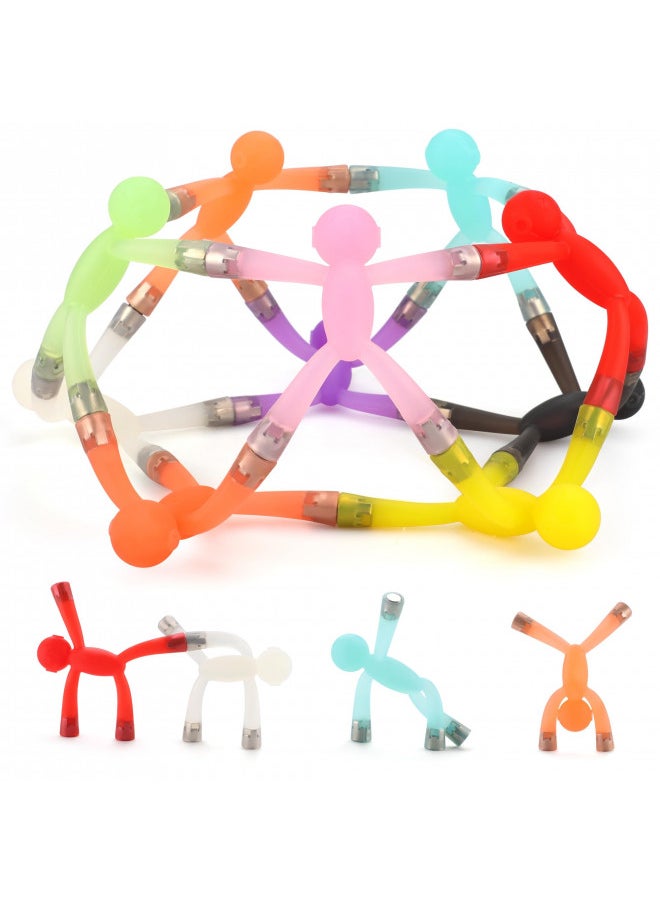 Boxgear - Boxgear 10 Pcs Mini Man Magnetic Toy, Translucent Novelty Toys, Rubber Magnet Men Toy Fridge Magnets Humanoid Magnetic Toy Kids Travel Toys (Multicolor) - Image 1