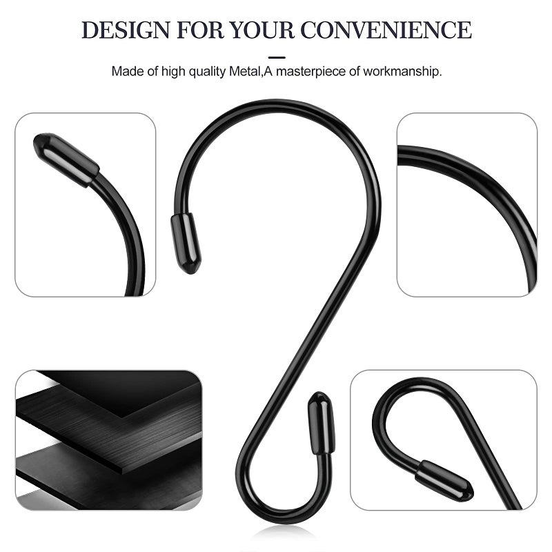 Hotop 36 Pcs S Hooks for Hanging 3.15 Inch Heavy Duty S Shaped Stainless Steel Hook Metal Hanging Curtain Hooks Pan Pot Holder Rack for Pot, Pan, Cups, Plants, Bags, Jeans, Towels(Black) - Image 3