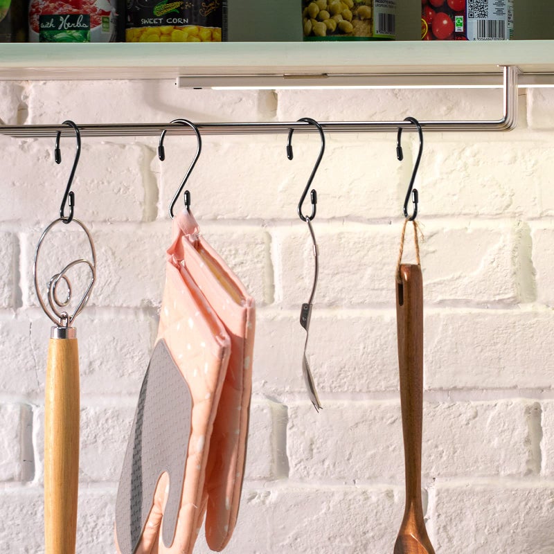 Hotop 36 Pcs S Hooks for Hanging 3.15 Inch Heavy Duty S Shaped Stainless Steel Hook Metal Hanging Curtain Hooks Pan Pot Holder Rack for Pot, Pan, Cups, Plants, Bags, Jeans, Towels(Black) - Image 4