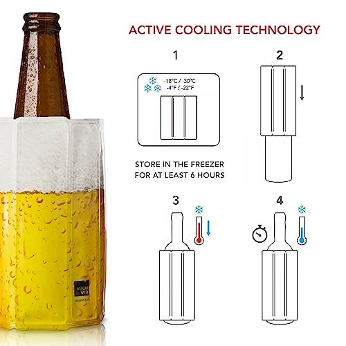 Vacu Vin Beer Cooler Sleeve – Flexible Bottle Chiller – Active Cooling Reusable Ice Sleeve – Fits Standard Beer Bottles – Portable Drink Cooler for BBQ, Travel & Outdoor Events - Image 3