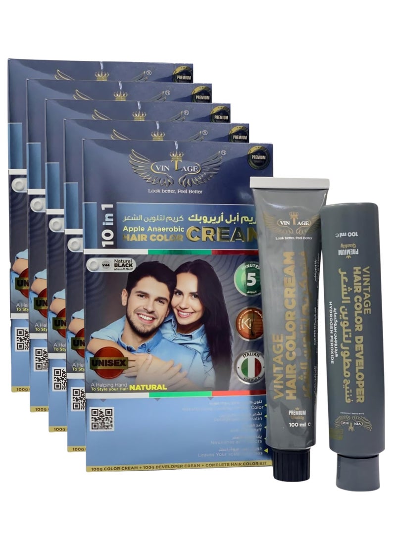 فينتاج كريم شعر فينتاج آبل أنيروبك – صبغة شعر عضوية 100% وكريم تلوين طبيعي، 200 مل (10 في 1)، متوفر بثلاث درجات وروائح فريدة. عبوة من 5 قطع - Image 1