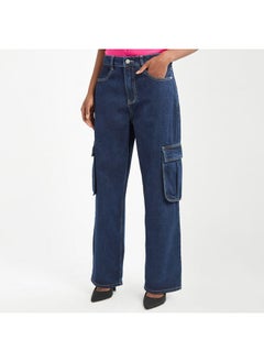 FAV Solid Wide Leg Jeans with Pockets  - Image 1