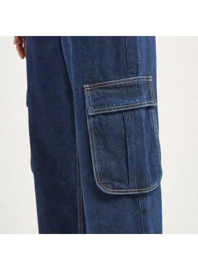 Splash FAV Solid Wide Leg Jeans with Pockets