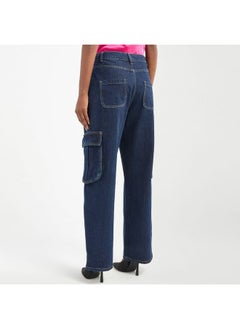 FAV Solid Wide Leg Jeans with Pockets  - Image 2