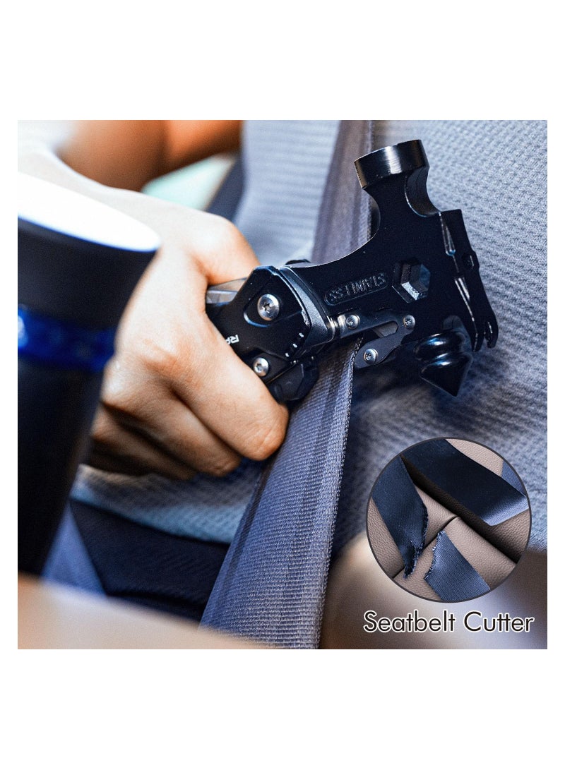 SYOSI أداة متعددة، مطرقة صغيرة 17 في 1 للتخييم مع مشبك جيب وقفازات مقاومة للقطع، هدية يوم الأب للزوج أو الصديق، أداة متعددة للبقاء، مطرقة أدوات البقاء 6.41"×2.83"×1" - Image 4