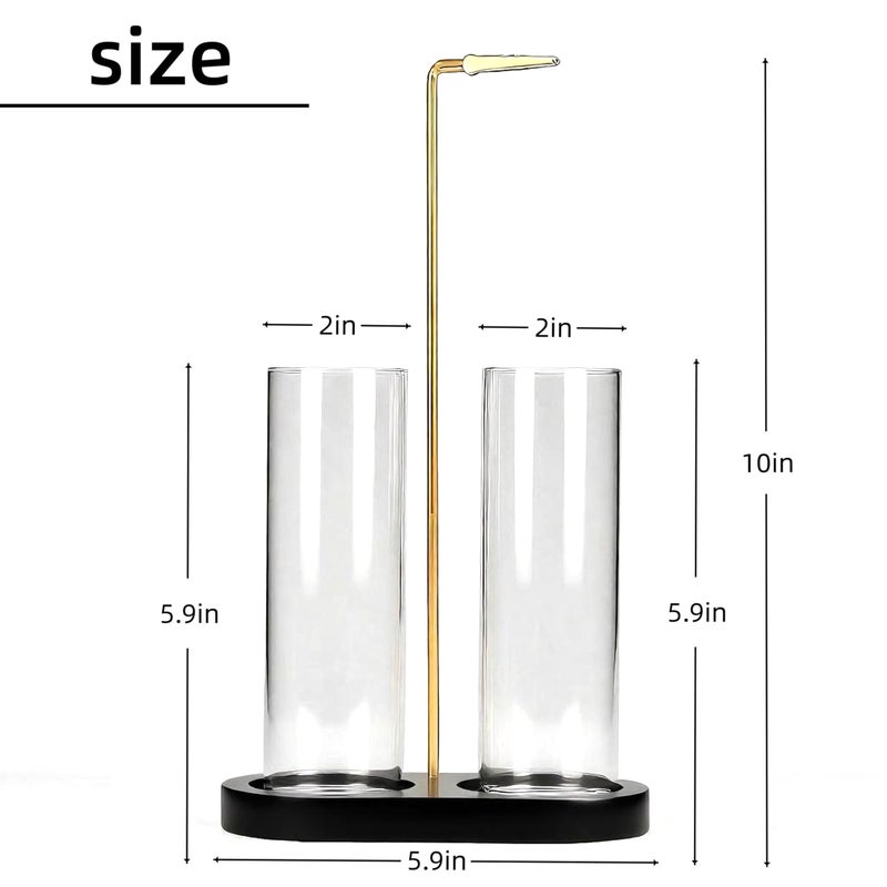 Moocervi Glass Incense Holder, Black Incense Sticks Burner Holder with Storage,Hang Upside Down Incense Holder for Sticks with Glass Ash Catcher for Meditation Yoga Spa Room Decor (Black) - Image 2