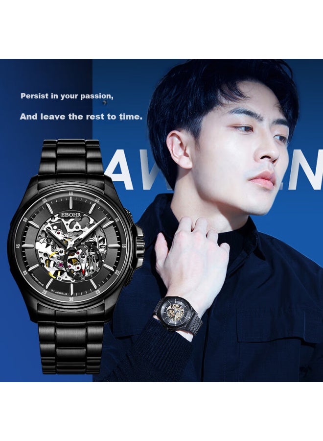Ebohr Explorer Hollow Black Men'S Mechanical Watch Birthday Holiday Gift 51280215 For Boyfriend - Image 1