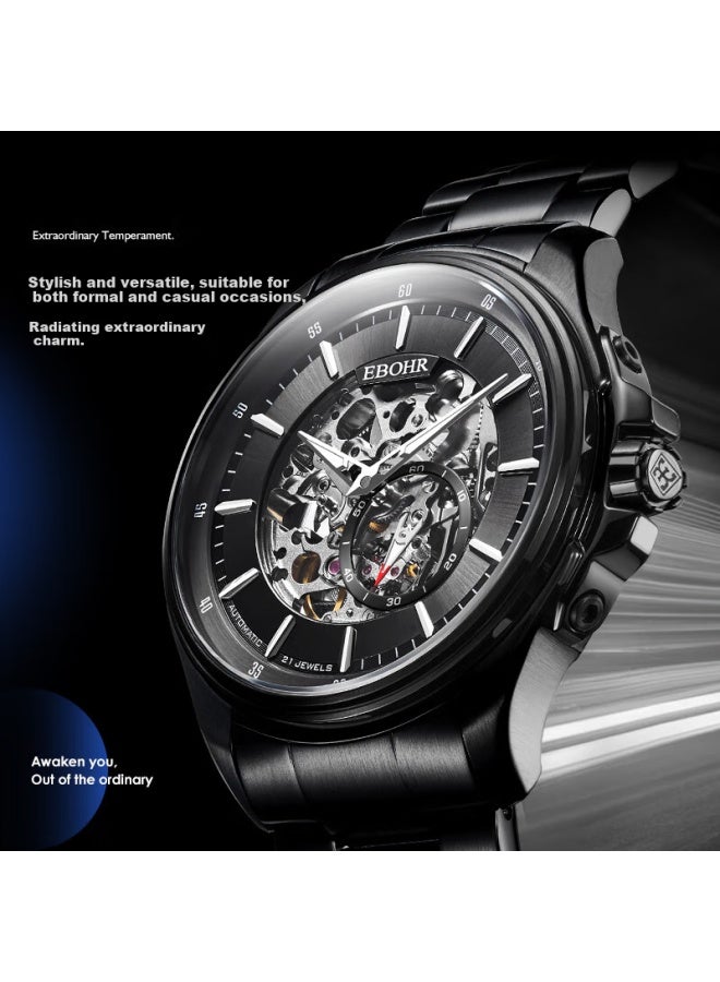 Ebohr Explorer Hollow Black Men'S Mechanical Watch Birthday Holiday Gift 51280215 For Boyfriend - Image 5