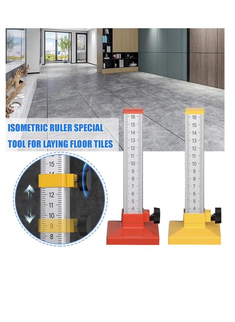 Excefore - Lay Floor Tile Special Ruler, 2 Pcs Bricklayer Graduated Scale with Double-Sided Clear Scale, Tiling Horizontal Leveling Positioning Ruler, Isometric Ruler for Accurate and Consistent Tile Placement - Image 1