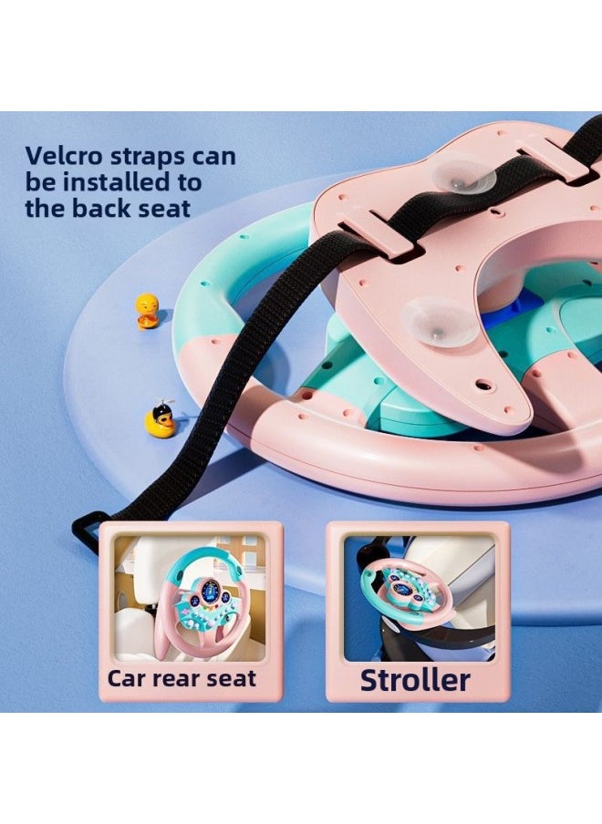 Generic - [73000 People's Collection] Shaking Sound Net Red Co-pilot Steering Wheel Simulation Educational Children's Boy Toy Baby-Colour:Free Nano Sticker + Battery Set - Square Base Version - Steering Wheel - Pink - With Base - Bobble Head Doll - Image 1