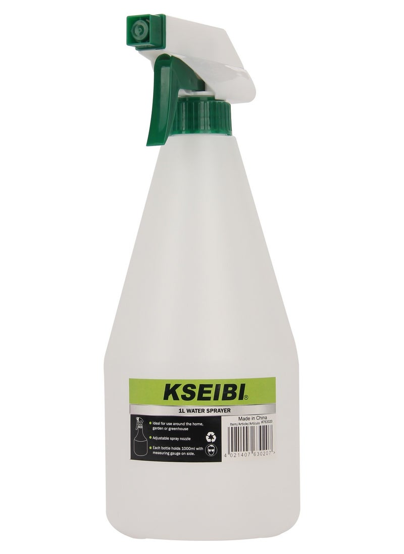 KSEIBI - Water Hand Sprayer, Garden Pressure Water Spray Bottle, Plastic Reusable Adjustable Mist Sprayer Squirt Bottles Containers Refillable for Cleaning Solutions, Gardening, Plants (900ML White &Green) - Image 1