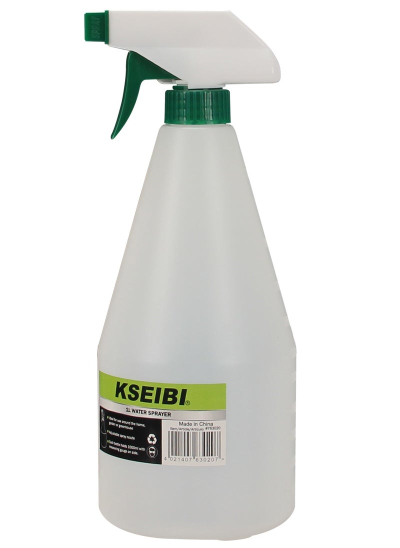 KSEIBI - Water Hand Sprayer, Garden Pressure Water Spray Bottle, Plastic Reusable Adjustable Mist Sprayer Squirt Bottles Containers Refillable for Cleaning Solutions, Gardening, Plants (900ML White &Green) - Image 1