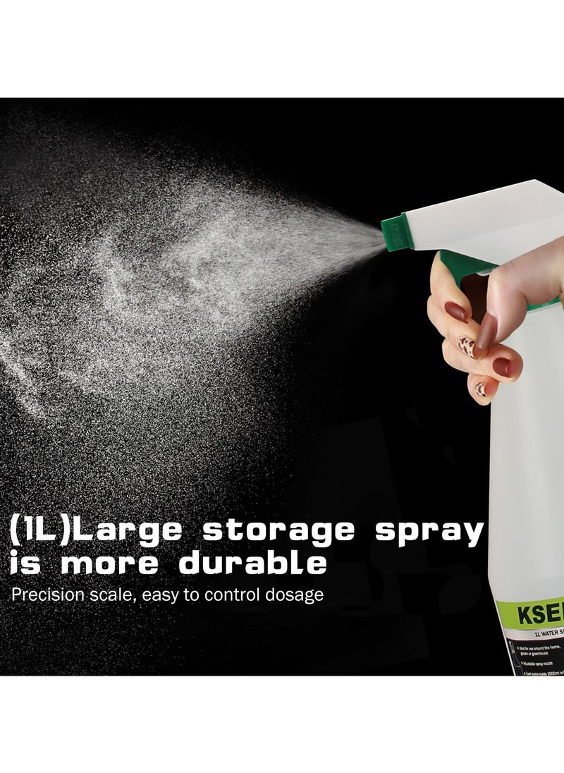 KSEIBI - Water Hand Sprayer, Garden Pressure Water Spray Bottle, Plastic Reusable Adjustable Mist Sprayer Squirt Bottles Containers Refillable for Cleaning Solutions, Gardening, Plants (900ML White &Green) - Image 1