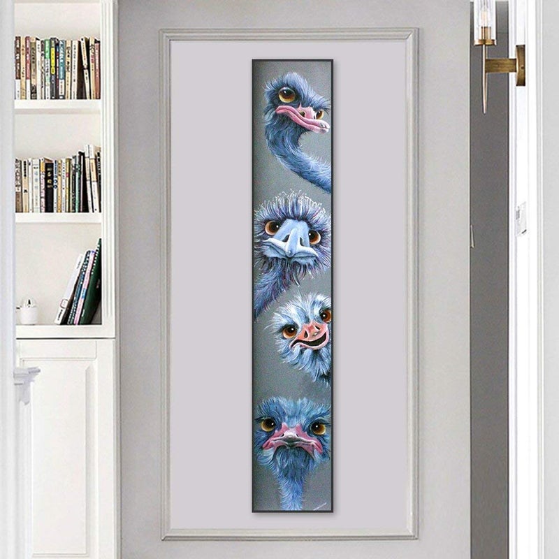 YALKIN 5D Diamond Painting Kits for Adults DIY Large Ostrich Animal Full Round Drill (45.3x9.8inch) Crystal Embroidery Pictures Arts Kits Diamond Painting Kits for Home Wall Decor - Image 1