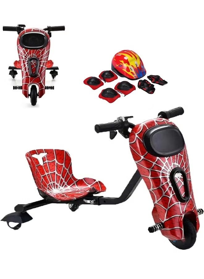 فيتنس ورلد لعبة سكوتر كهربائي صغير بصتميم سبايدر مان,سكوتر درفت كهربائي يتحمل حتى 80 كيلو, قم بتشغيل الموسيقى المخصصة الخاصة بك عم طريق البلوتوث و تعديل ثلاث سرعات مع مصابيح LED وشاشة عرض الطاقة ,مزود بثلاث عجلات العجلة الخلفية مضيئة