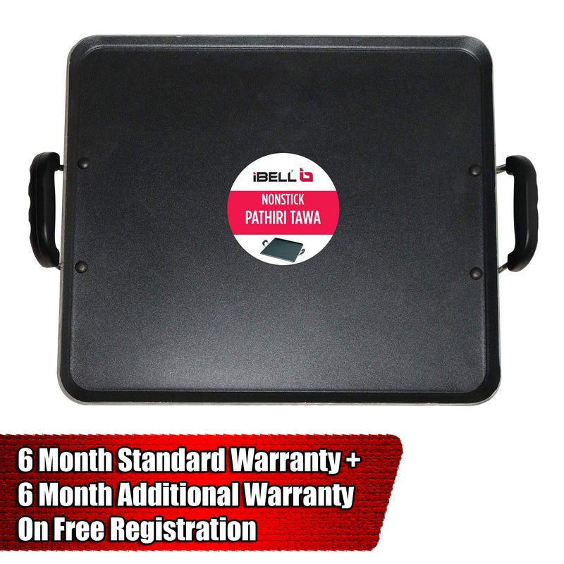 IBELL 3833DLX Non Stick Tawa, Dosa Roti Chapati Pathiri Tawa, Large Rectangular Aluminium Body with Bended Edge, 37.5cm x 31.5cm with 5mm Thickness (Black) - Image 2