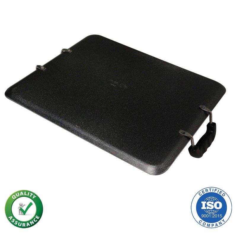 IBELL 3833DLX Non Stick Tawa, Dosa Roti Chapati Pathiri Tawa, Large Rectangular Aluminium Body with Bended Edge, 37.5cm x 31.5cm with 5mm Thickness (Black) - Image 4