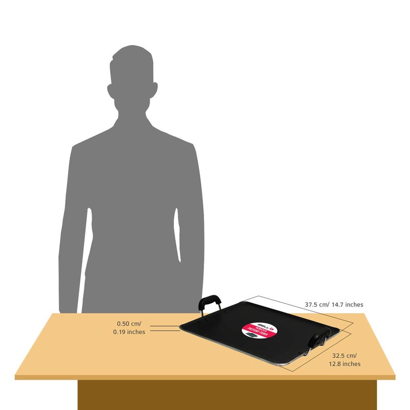 IBELL 3833DLX Non Stick Tawa, Dosa Roti Chapati Pathiri Tawa, Large Rectangular Aluminium Body with Bended Edge, 37.5cm x 31.5cm with 5mm Thickness (Black) - Image 5